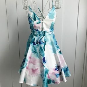 Floral Watercolor Fit and Flare Mini Dress